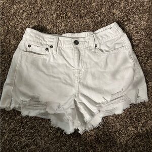 Aerie White Distressed Denim Shorts